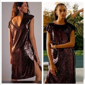 Anthropologie MAEVE Kara Sequined side slit Dress XS_S_M
